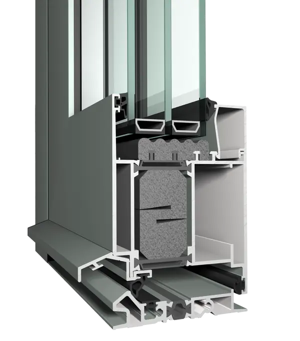 Detail van een MasterLine 8 aluminium deur met hoogisolatieprofielen en strakke, moderne afwerking